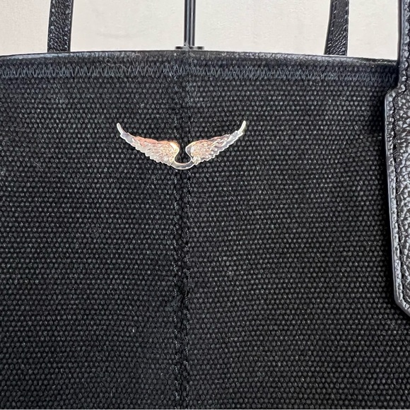 Zadig & Voltaire Mick Wings Black Tote Bag Canvas and Leather - Picture 3 of 10